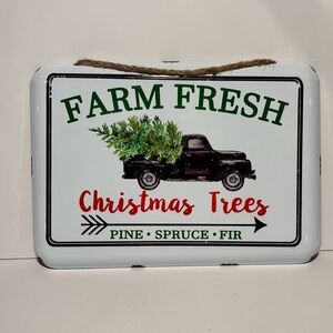 Farm Fresh Christmas Trees Hanging Rustic Metal Sign NEW 12" X 9"